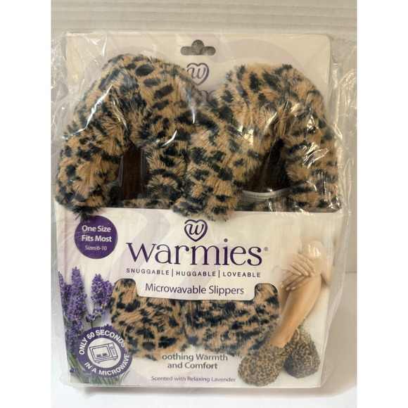 Warmies Shoes - Warmies Microwavable Slippers Leopard Print Lavender Scented One Size 6-10 NEW